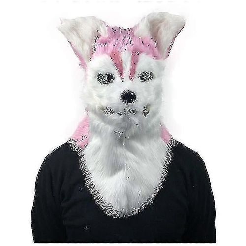 Masque De Tête De Chien En Latex, 4 Couleurs, Pour Halloween, Déguisement, Cosplay, Fête D'halloween-Rose