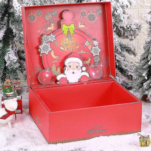 Boîte Cadeau De Noël Assortiment-Boîtes De Porte-Cadeaux De Carte De Noël Avec Couvercles Pour Emballer Des Cadeaux-Rouge