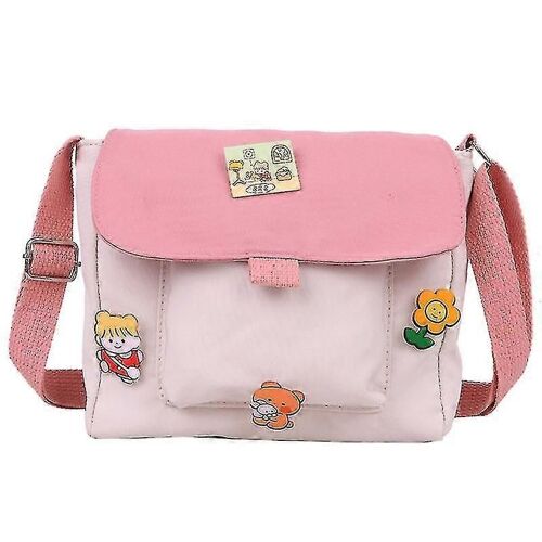 EVAGO Shopping Sacs Femmes Sweet Kawaii Imprimé Toile Loisir Quotidien Shop Sac Bandoulière Bandoulière Sacoche noir vert rose-Rose