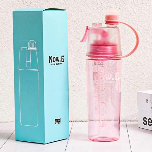 Bouteille D'eau Portable Spray Brume Sports Voyage Revêtue Boire Bouteille D'escalade-Rose-600ml