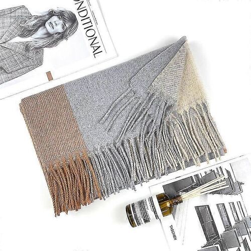 Écharpe D'automne Douce D'automne Femme Écharpe Douce Couverture Étole Étole-Adulte-Gris Brun-Gris-Femelle