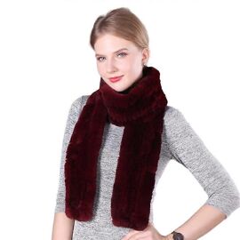 Evago 170cm Femmes Rex Lapin Fourrure Écharpe Dames Hiver Chaud Tricoté Fleurs Crochet Mode Écharpe Foulards Pour Femmes-Style 3-Adulte-Femme