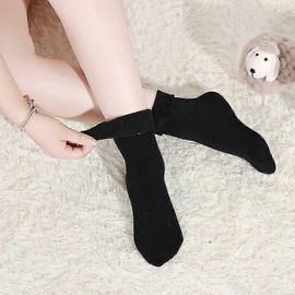 Nouvelles Femmes Hiver Chaud Épaissir Chaussettes Thermiques Doux Décontracté Couleur Unie Chaussette Laine Cachemire Maison Bottes De Neige Chaussette De Sol 3 Paires-Adulte-S11-3 Paires-Femelle