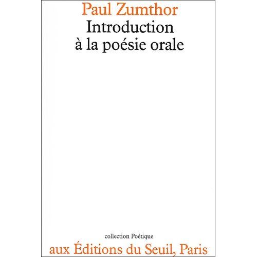 Introduction A La Poesie Orale