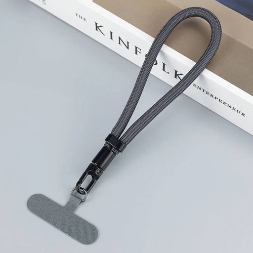 Lanière De Téléphone Portable Universelle Réglable, Dragonne Courte Avec Conception Anti-Chute Autobloquante, Sangle De Téléphone En Polyester Durablegreyautre