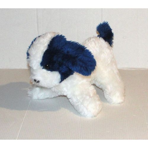 peluche chien bleu et blanc vintage boulgom
