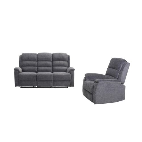 Canapé 3 Places Et Fauteuil Relax Électrique En Tissu Nevers - Anthracite
