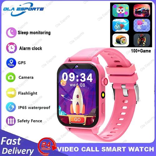 Montre De Jeu Pour Enfants, Caméra Frontale, Lampe De Poche, Batterie Haute Capacité, Moniteur De Sommeil, Podomètre De Sport, Cadeau Pour Garçons Et Filles.Pink.