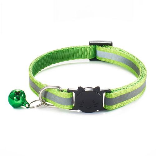 Collier À Encliqueter Réglable Avec Cloches Pour Chat,Accessoire Robuste En Nylon,Fournitures Pour Animaux De Compagnie.Light Green.1pc19-32cm