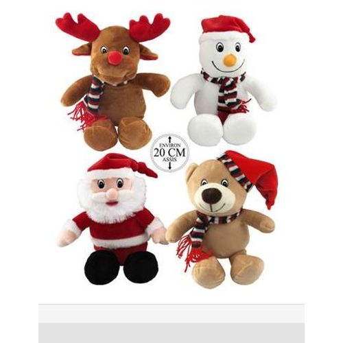 Lot De 4 Peluches Noël 20 Cm