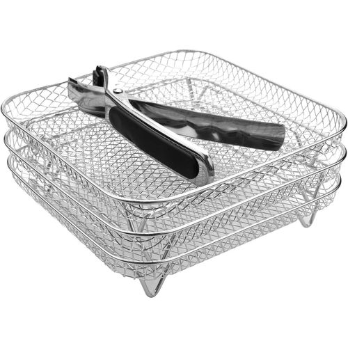 Rack de friteuse à de 8 pouces avec trois étagères empilables, racks pour déshydrateur multicouche en acier inoxydable, accessoires pour friteuse à