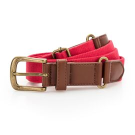 Ceinture En Toile Et Simili Cuir - Aq902 - Rouge