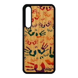Coque Bois Pour Huawei P20 Pro Silicone Empreinte Main Frêne Violet Hippie Rasta