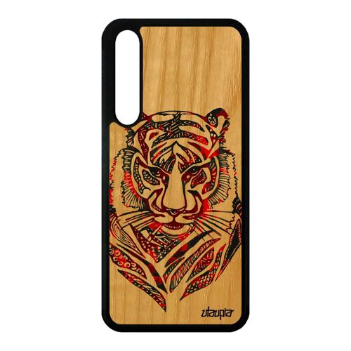 Coque En Vrai Bois Tigre Pour P20 Pro Et Silicone Azteque Smartphone Tpu Huawei P20 Pro