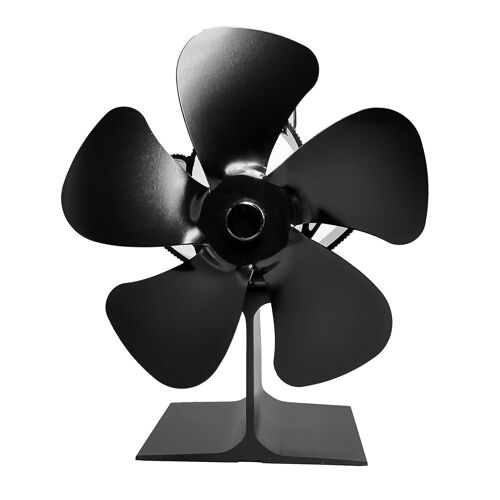 Le noir - Ventilateur de cheminée noir à 5 lames, brûleur à bois, Ecofan, silencieux, Distribution de chaleur efficace