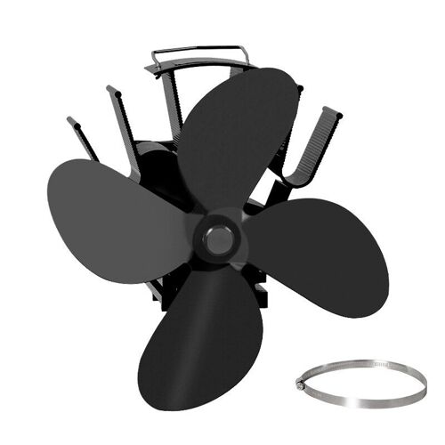 Ventilateur - Ventilateur de cheminée mural à 4 pales, brûleur à bois écologique, silencieux, noir