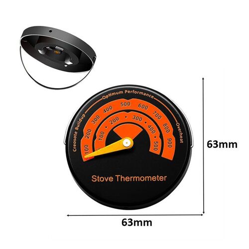 Seulement thermomètre - Ventilateur de cheminée mural à 4 pales, brûleur à bois écologique, silencieux, noir