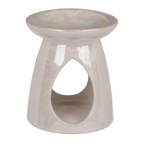 Brûle-parfum blanc nacré en céramique