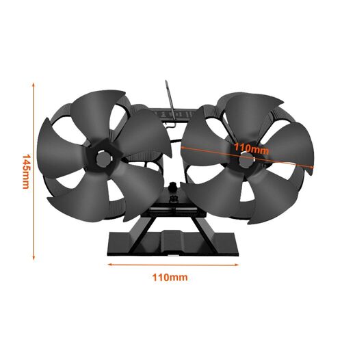 Ventilateur - Ventilateur de cheminée à deux têtes à 10 lames, brûleur de bois, Ecofan silencieux, Distribution de chaleur efficace