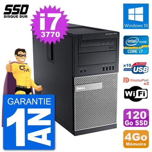 PC Tour Dell OptiPlex 7010 Intel Core i7-3770 RAM 4Go SSD 120Go Windows 10 Wifi