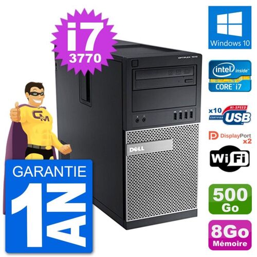 PC Tour Dell 7010 Intel Core i7-3770 RAM 8Go Disque Dur 500Go Windows 10 Wifi