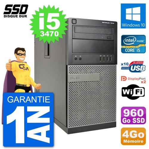 PC Tour Dell OptiPlex 7010 Intel Core i5-3470 RAM 4Go SSD 960Go Windows 10 Wifi