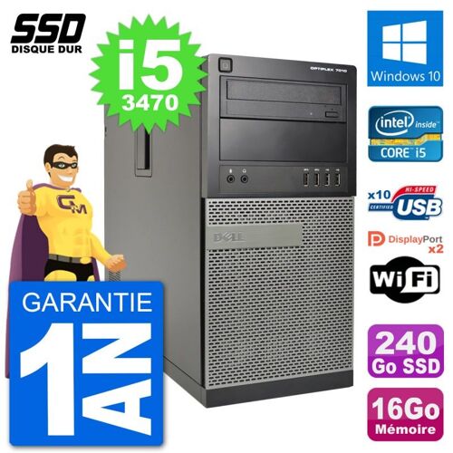 PC Tour Dell OptiPlex 7010 Intel Core i5-3470 RAM 16Go SSD 240Go Windows 10 Wifi
