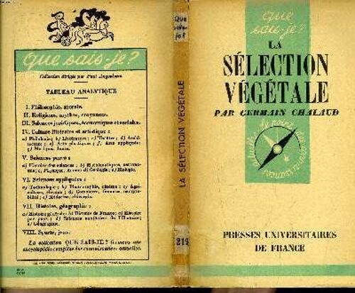 Que Sais-Je? N° 219 La Sélection Végétale