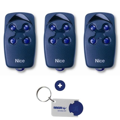 Lot de 3 télécommandes Nice Flo 4 + 1 Porte-clés DOMOBIP