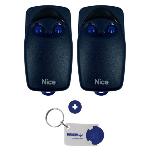Lot de 2 télécommandes Nice Flo 2 + 1 Porte-clés DOMOBIP