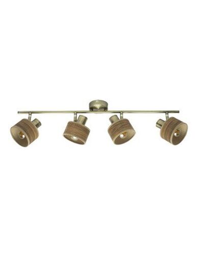 Nando Strip 4xe14 Cuir/Bois Foncé Spots Orientables 16x73x10 Cm