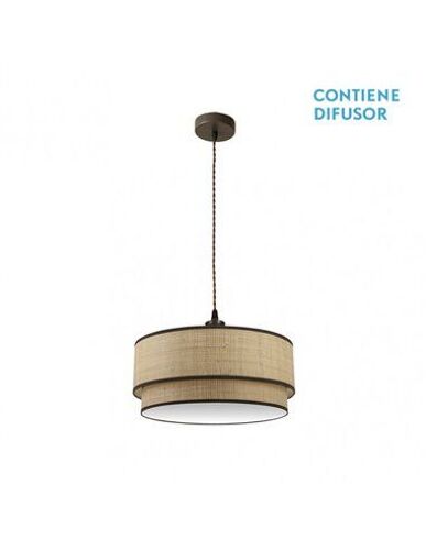 Suspension Roque 2xe27 Naturel/Marron Regx50x50 Cm