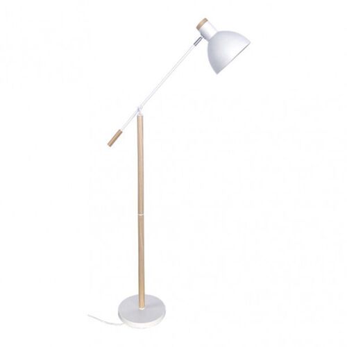 Fabrilamp 161941001 | Pied De Salon Biel 1xe27 Blanc/Hêtre 151x25x70 Cm Réglable 360º Et Articulé
