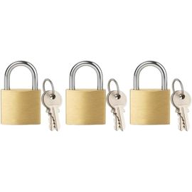 Lot de 3 mini cadenas avec clés, 20 mm en laiton massif, chaque cadenas avec 2 clés, mini cadenas pour bagages, sacs de voyage, sac à dos, sac d'ordinateur