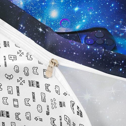 Sjzg-Jeux Housse De Couette 220x240cm Galactic Decoration Gamer Parure De Lit Violet Bleu Galactique Starsky Univers Ensemble De Literie Garçons Teen Literie Set Thème De Jeu Gamepad Imprimer