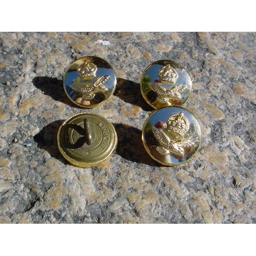 Raf Ww2 Lot De 4 Boutons En Metal Dore Authentique