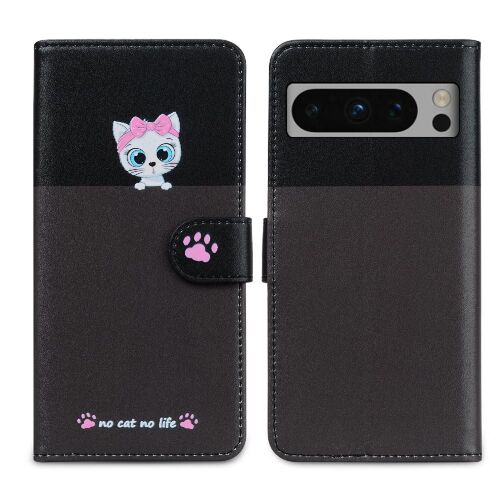 Étui Pour Google Pixel 8 Pro Étui En Cuir Couverture Rabotant Portefeuille Antichoc Simple Entreprise - Gris