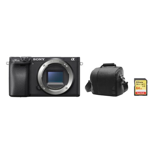 Sony A6400 ILCE-6400 hybride 24.2 mpix Noir + 64GB SD card + camera Sac