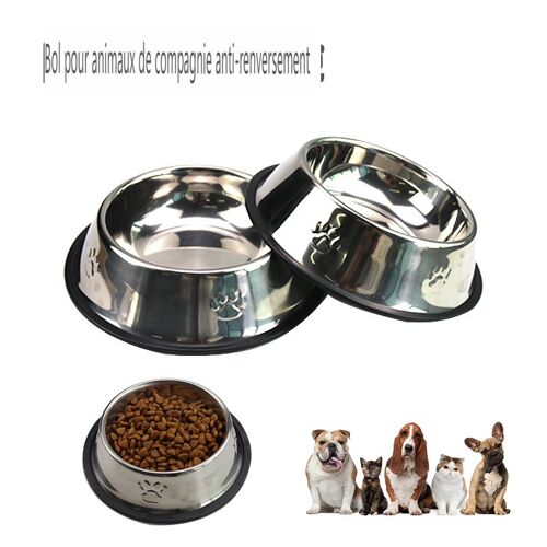 Gamelle Pour Animaux En Acier Inoxydable Gamelle Pour Chien Gamelle Durable Pour Chat Gamelle Pour Nourriture Pour Animaux Diamètre 22cm 2pcs