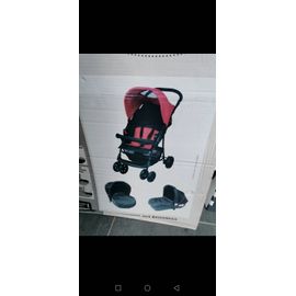 Poussette Combinée 3 En 1 - 4 Roues Noire Et Rouge