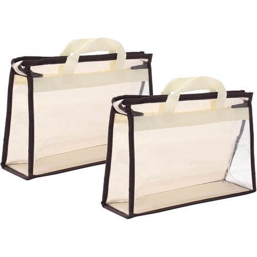 Sjzg-Sac Main Poussière Sacs, 2 Paquet Transparent Pochette Stockage Organisation S Dimension Pvc Antipoussière Sac Main Couverture Transparent Pochette Protection, Beige