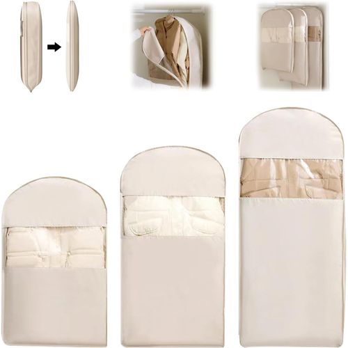 SJZG-Sac À Vêtements À Suspendre Avec Fermeture Éclair Auto-Compression, Sacs De Rangement Sous Vide Robustes Pour Vêtements, Organisateur De Garde-Robe, Sacs De Compression Imperméables Pour Voyage