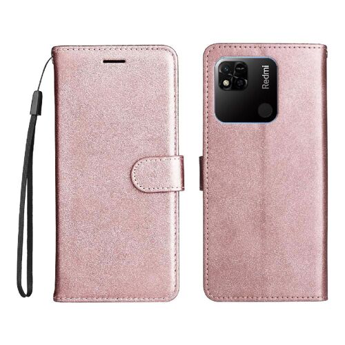 Xiaomi Redmi 10a Étui Pour À Basdernier Étui De Téléphone Portefeuille D'affaires Avec Fente Pour Carte Cuir De Haute Qualité Couleur Solide Classique - Couleur Rose