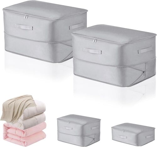 Sjzg-Lot De 2 Sacs De Rangement Ultra Compacts À Auto-Compression, 54 X 42 X 30 Cm, Grande Capacité, Organiseur À Auto-Compression Avec Fermeture Éclair, Sacs D'emballage Pour Couettes Et Vêtements