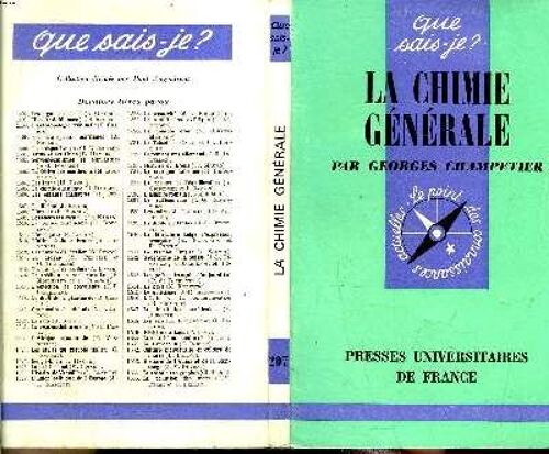 Que Sais-Je? N° 207 La Chimie Générale