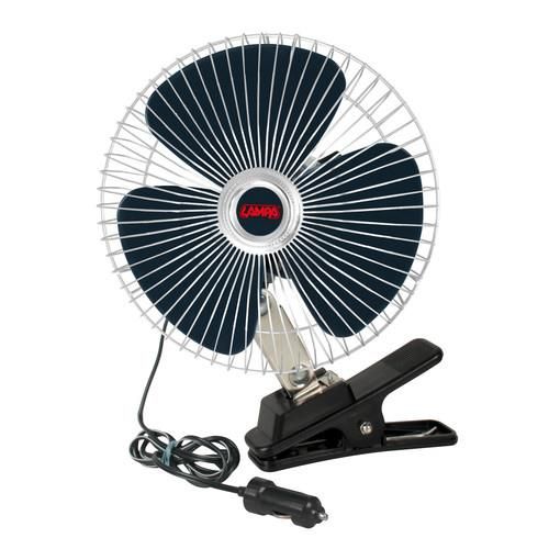 Ventilateur 12v Oscillant Ø20 Cm 2 Vitesses Fixation Pince Ou Permanente