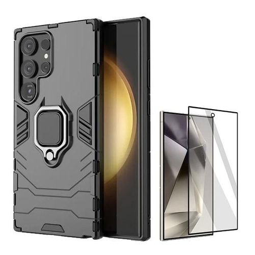 Kit Verre Trempé 5d + Étui Militaire Défendre 3x1 Phonecare Pour Samsung Galaxy S24 Ultra 5g - Noir
