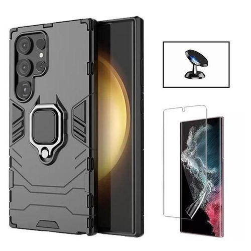 Kit Film Hydrogel + Étui Militaire Défendre 3x1 + Support Magnétique Phonecare Pour Samsung Galaxy S24 Ultra 5g - Noir