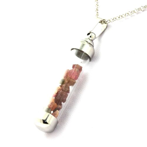 Collier Tourmaline Multicolore Brut. Modèle Tube 50 Mm.