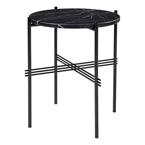 GUBI table basse ronde structure noire TS Ø 40 x 51 cm (Noir Marquina - Marbre et métal)